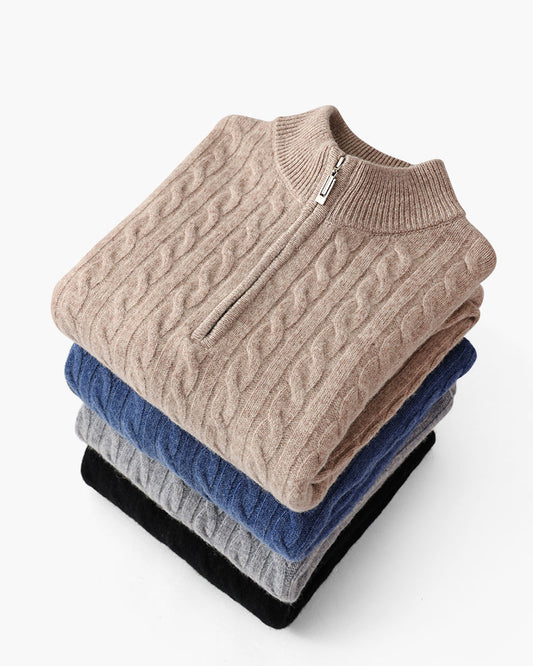 100% Cashmere Woven Half Zip